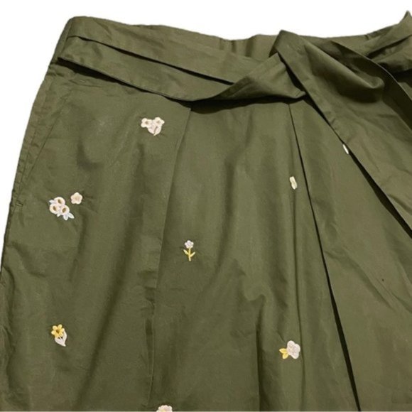 J. Crew Green Floral Embroidered Tie-Waist Mini Skirt - Picture 6 of 11